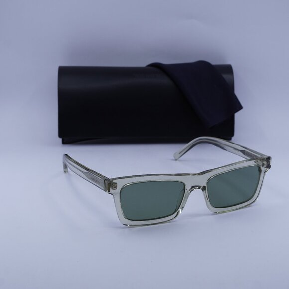 Saint Laurent SL461 BETTY 015 Rectangle Sunglasses - Transparent Green/Green - Picture 1 of 12